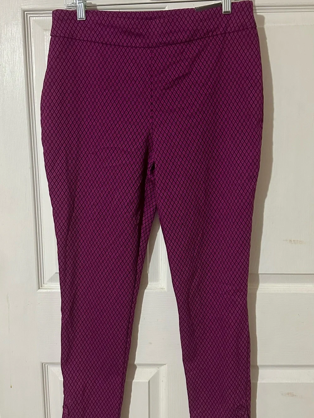 Versona Purple Magenta Diamond-Print Skinny Pants